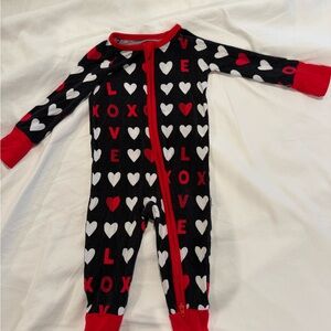 Little Sleepies Black and Red Heart Print Bodysuit